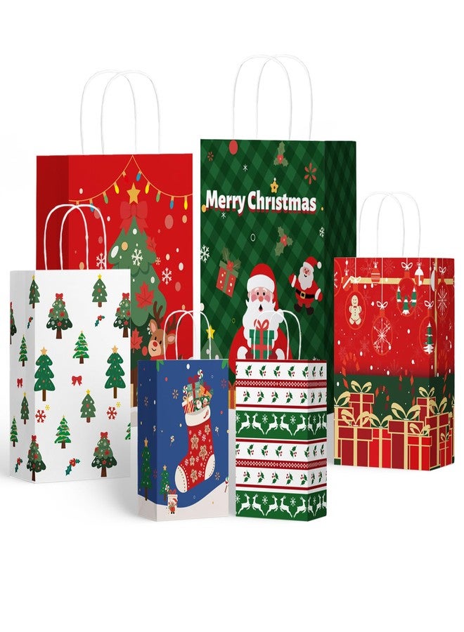 SUNEE Christmas Gift Bags Assorted Sizes and Designs, 24pcs Christmas Paper Gift Bag with Tissue paper, Assorted with Xmas Stockings, Santa Claus Designs for Xmas Gift bags, 8 Large, 8 Medium, 8 Small - Image 1